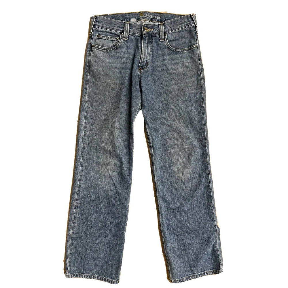 Carhartt 30x30 Womens Blue Denim 5-Pocket Relaxed Straight Fit Jeans 14806